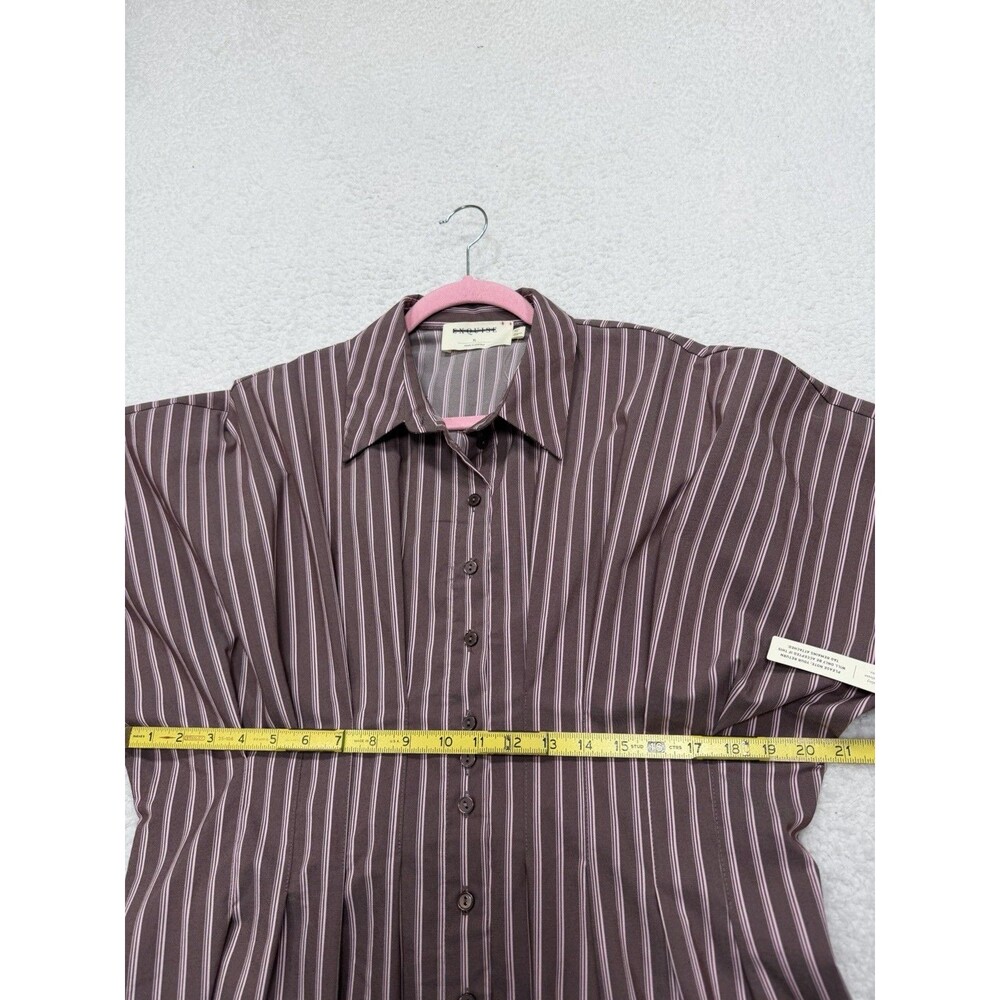 Exquise Anthropologie Midi Shirt Dress Tobie Pink Preppy Boho Retro Size XL NWT - Picture 4 of 9